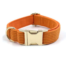 Load image into Gallery viewer, Sunrise Orange Corduroy Dog Collar with a Bow - Petponia