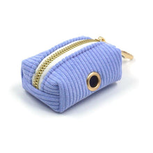 Load image into Gallery viewer, Ocean Blue Corduroy Dog Walking Set - Dog Collar, Bow, Leash & Waste Bag Holder - Petponia