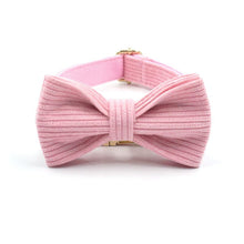 Load image into Gallery viewer, Pink Pleasure Corduroy Dog Collar with a Bow - Petponia
