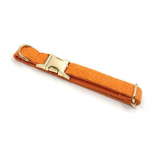 Load image into Gallery viewer, Sunrise Orange Corduroy Dog Collar with a Bow - Petponia