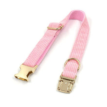 Load image into Gallery viewer, Pink Pleasure Corduroy Set - Dog Collar, Bow, Leash & Waste Bag Holder - Petponia
