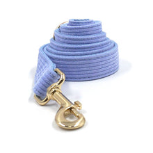 Load image into Gallery viewer, Ocean Blue Corduroy Dog Walking Set - Dog Collar, Bow, Leash & Waste Bag Holder - Petponia