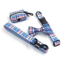 Load image into Gallery viewer, Furry & Fancy Dog Walking Set - Dog Collar, Bow, Leash, Waste Bag Holder - Petponia