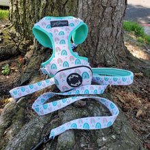 Load image into Gallery viewer, Over The Rainbow Dog Walking Bundle ( Adjustable Harness, Leash & Waste Bag Holder) - Petponia