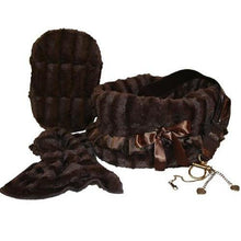 Load image into Gallery viewer, Brown Reversible Snuggle Bugs Pet Bed, Bag, and Car Seat in One
