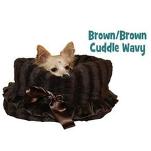 Load image into Gallery viewer, Brown Reversible Snuggle Bugs Pet Bed, Bag, and Car Seat in One