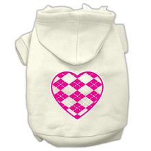 Load image into Gallery viewer, Argyle Heart Pink Screen Print Pet Hoodies - Petponia