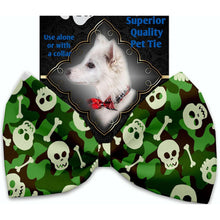 Load image into Gallery viewer, Camo Skulls Pet Bow Tie - Green
