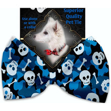 Load image into Gallery viewer, Camo Skulls Pet Bow Tie - Blue
