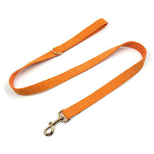 Load image into Gallery viewer, Sunrise Orange Corduroy Set - Dog Collar, Bow, Leash &amp; Waste Bag Holder - Petponia
