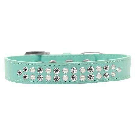 Two Row Pearl and Clear Crystal Dog Collar - Petponia