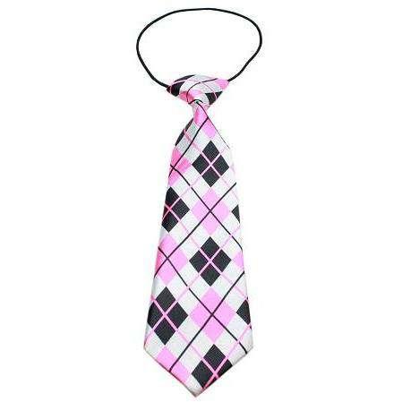 Big Dog Neck Tie Pink Argyle - Petponia