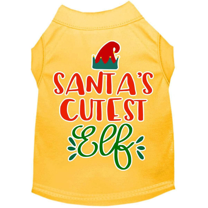 Santa's Cutest Elf Pet Shirt - Yellow / XS - Yellow / Small - Yellow / Medium - Yellow / Large - Yellow / XL - Yellow / XXL - Yellow / XXXL - Yellow / 4XL - Yellow / 5XL - Yellow / 6XL