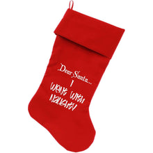 Load image into Gallery viewer, Went with Naughty Screen Print 18 inch Velvet Christmas Stocking - Petponia
