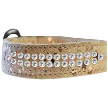 Load image into Gallery viewer, Two Row Clear Crystal Jeweled Dragon Skin Genuine Leather Dog Collar - Petponia
