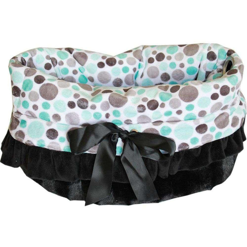 Aqua Party Dots Reversible Snuggle Bugs Pet Bed, Bag, and Car Seat All-in-One - Petponia