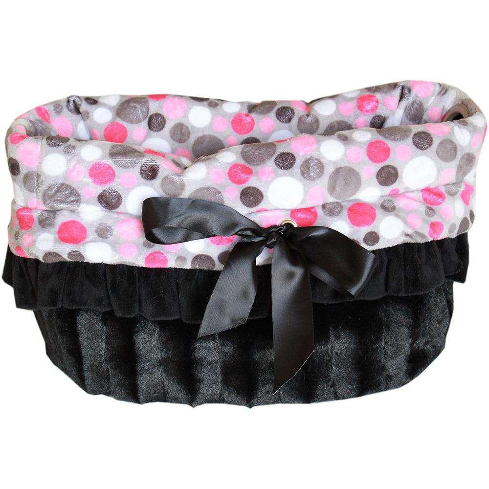 Pink Party Dots Reversible Snuggle Bugs Pet Bed, Bag, and Car Seat All-in-One - Petponia