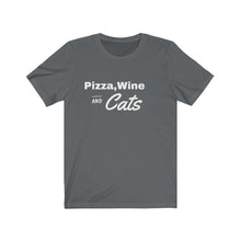 Load image into Gallery viewer, Pizza, Wine and Cats Short Sleeve Tee - Petponia
