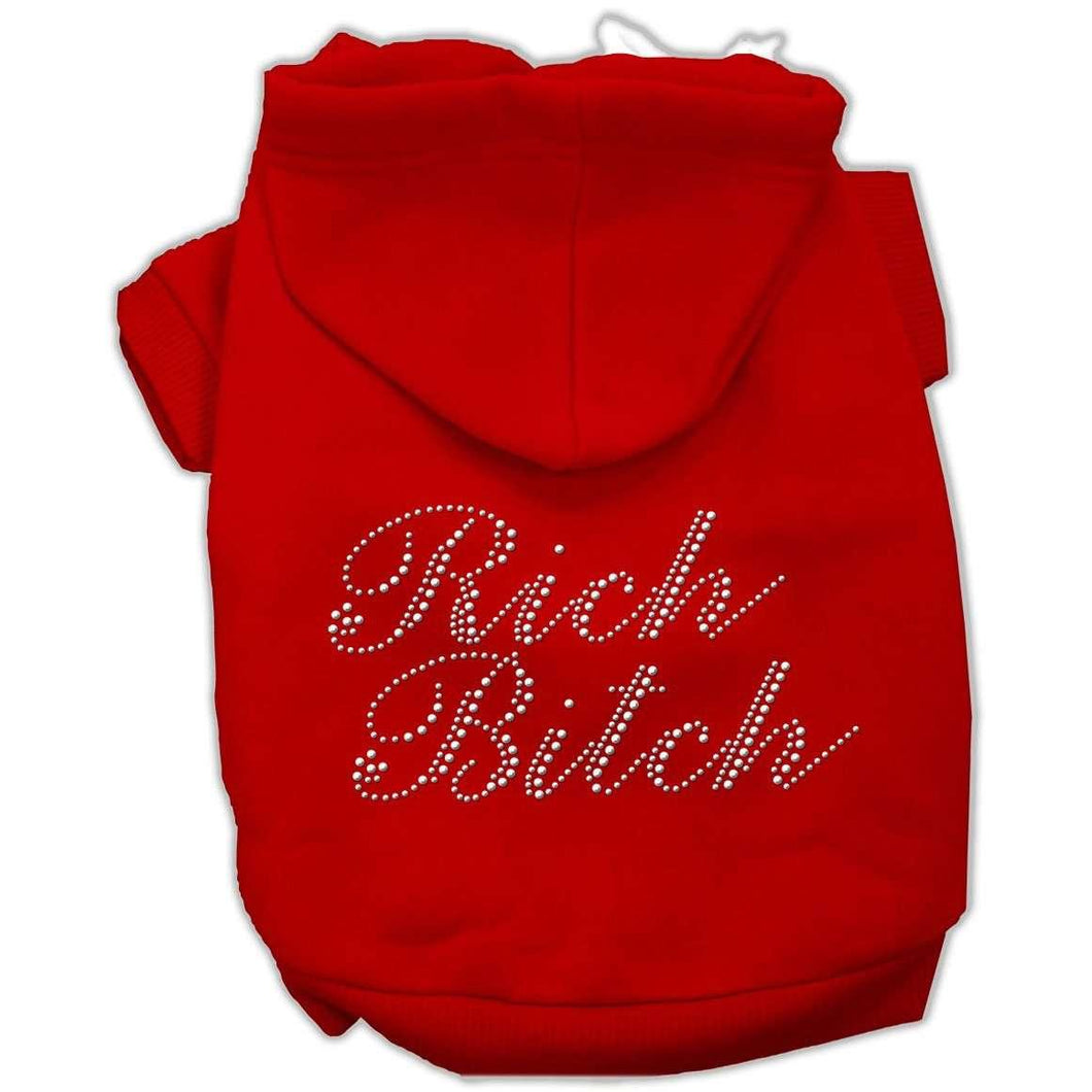 Rich Bitch Rhinestone Hoodies - Petponia