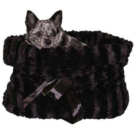 Black Reversible Snuggle Bugs Pet Bed, Bag, and Car Seat in One - Petponia