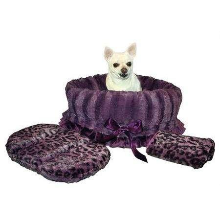 Purple Cheetah Reversible Snuggle Bugs Pet Bed, Bag, and Car Seat in One - Petponia
