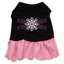 Load image into Gallery viewer, Pink Snowflake Screen Print Dress - Petponia
